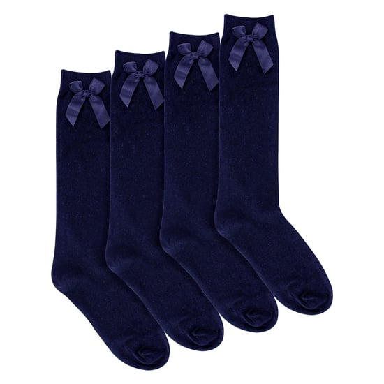 Niñas 4 Pack Rodilla Alta Calcetines Escolares con Lazo de Cinta | Niños Liso Calcetines Largos - Image 4