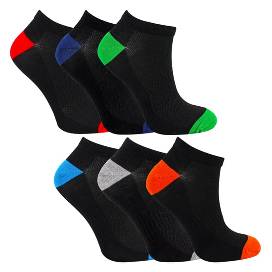 Lote de 6 Calcetines Bamboo Trainer para niños de color negro con talón y puntera bajos - Image 3