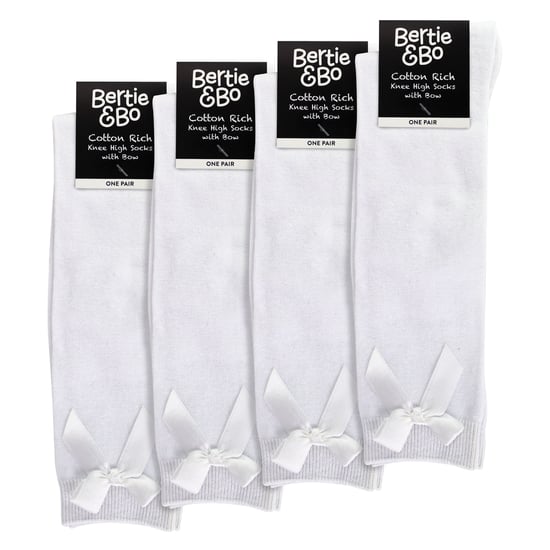 Niñas 4 Pack Rodilla Alta Calcetines Escolares con Lazo de Cinta | Niños Liso Calcetines Largos - Image 2