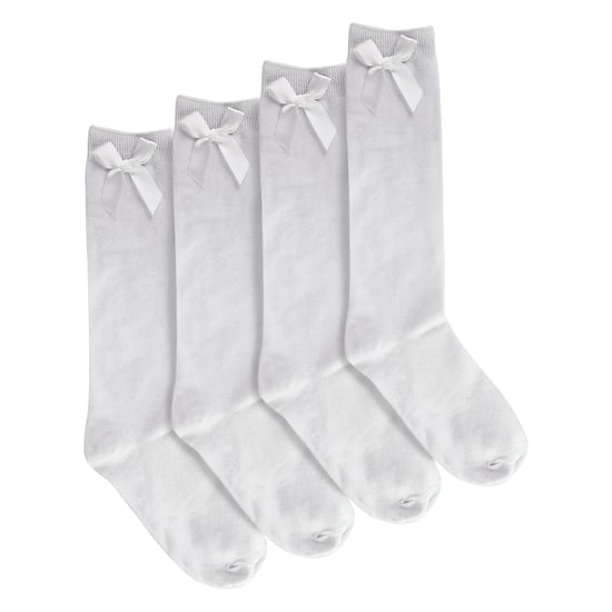 Niñas 4 Pack Rodilla Alta Calcetines Escolares con Lazo de Cinta | Niños Liso Calcetines Largos - Image 4