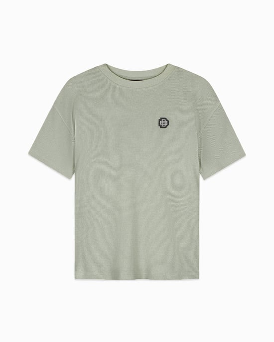 Bananas Negras, Camiseta Waffle Monograma, Verde - Image 1