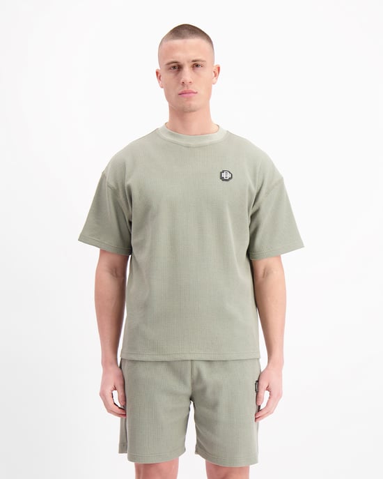 Bananas Negras, Camiseta Waffle Monograma, Verde - Image 6