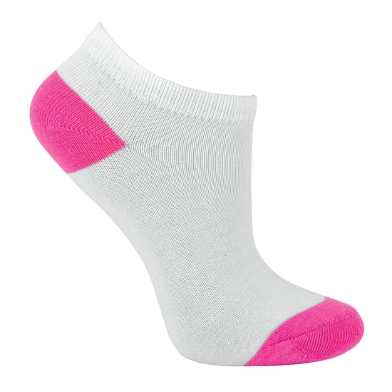 12 Pair Multipack Girls Low Cut Trainer Socks in White | Kids No Show Athletic Running Socks with Contrast Heel & Toe - White - Image 3