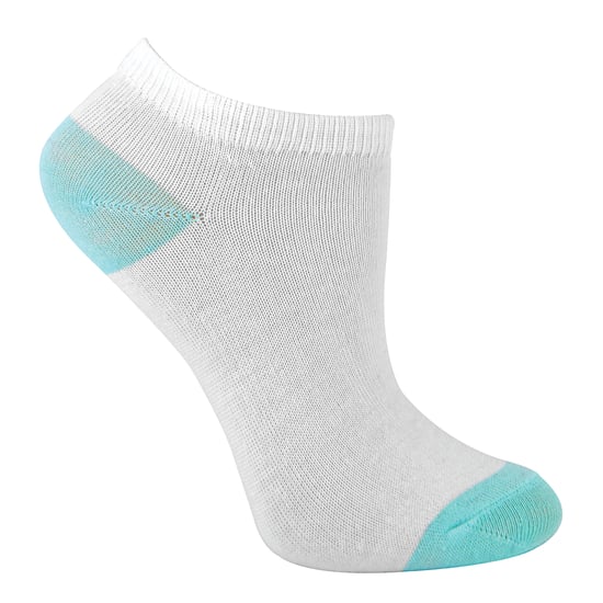 12 Pair Multipack Girls Low Cut Trainer Socks in White | Kids No Show Athletic Running Socks with Contrast Heel & Toe - White - Image 5
