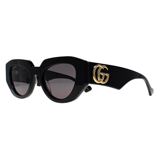 Gucci Cat Eye Mujer Negro Brillante Gris GG1421S - Image 2