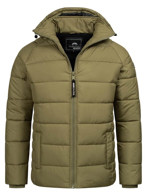 Arctic Seven Chaqueta de Invierno Acolchada para Hombre con Capucha Desmontable Verde Oliva - Image 1