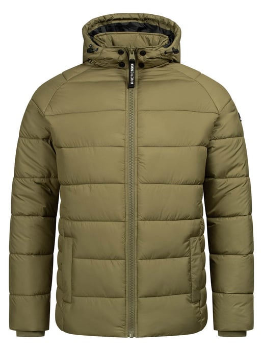 Arctic Seven Chaqueta de Invierno Acolchada para Hombre con Capucha Desmontable Verde Oliva - Image 3