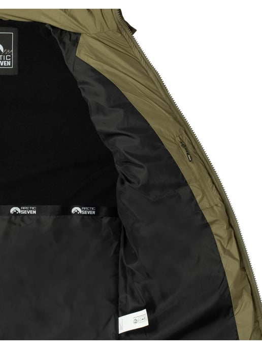 Arctic Seven Chaqueta de Invierno Acolchada para Hombre con Capucha Desmontable Verde Oliva - Image 6
