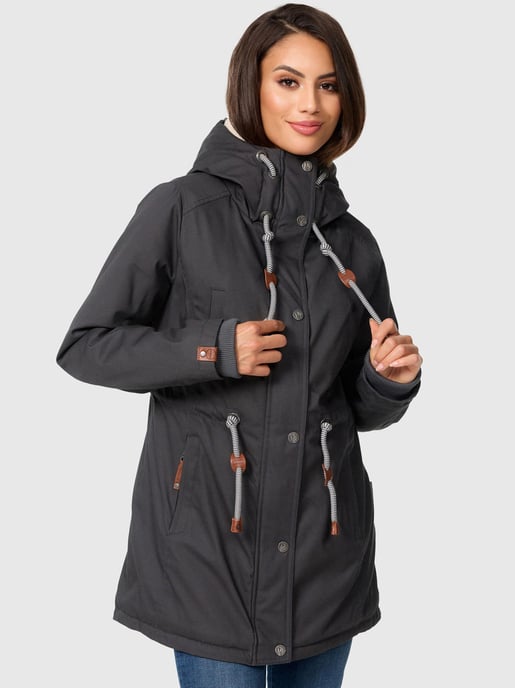 Navahoo Ireliaa Parka Mujer – Abrigo cortaviento con forro de peluche y capucha - Antracita - Image 1