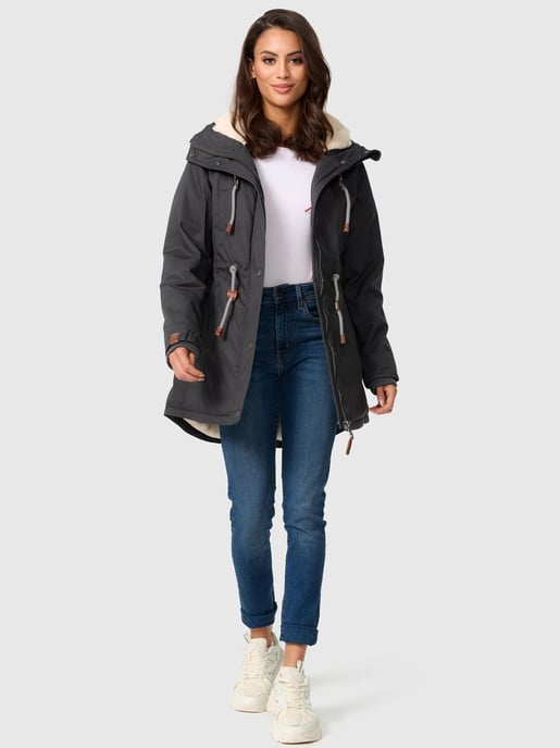 Navahoo Ireliaa Parka Mujer – Abrigo cortaviento con forro de peluche y capucha - Antracita - Image 3