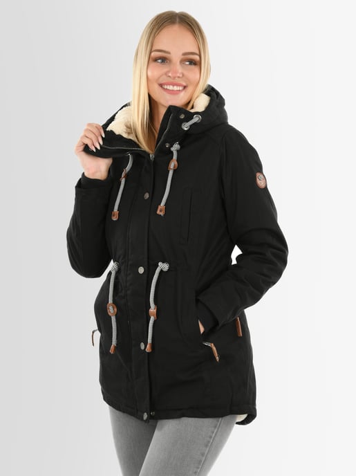 Navahoo Ireliaa Parka Mujer – Abrigo cortaviento con forro de peluche y capucha - Negro - Image 3