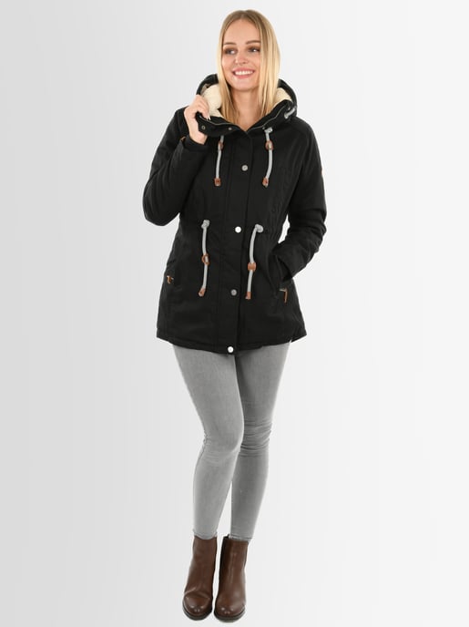 Navahoo Ireliaa Parka Mujer – Abrigo cortaviento con forro de peluche y capucha - Negro - Image 5