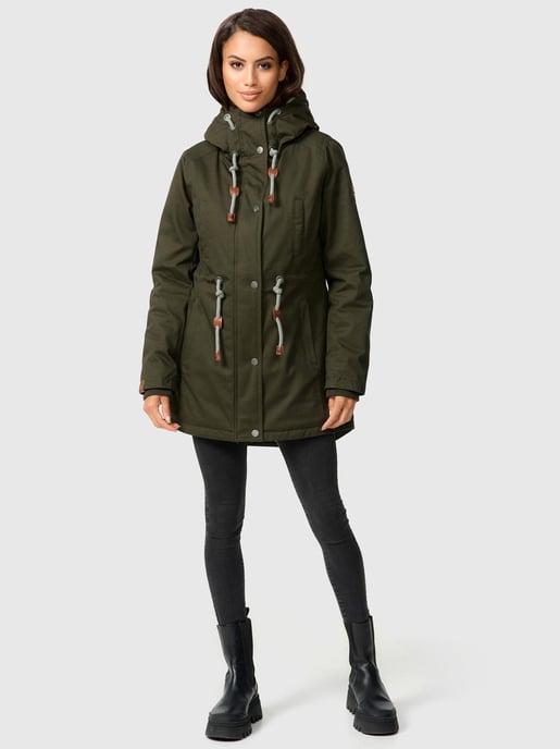 Navahoo Ireliaa Parka Mujer – Abrigo cortaviento con forro de peluche y capucha - Oliva - Image 3