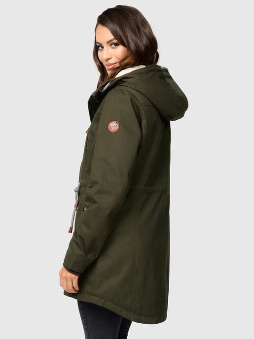 Navahoo Ireliaa Parka Mujer – Abrigo cortaviento con forro de peluche y capucha - Oliva - Image 4