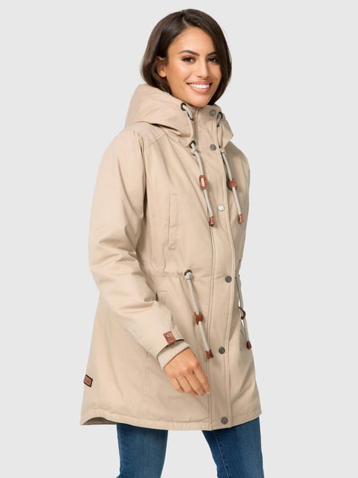 Navahoo Ireliaa Parka Mujer – Abrigo cortaviento con forro de peluche y capucha - Beige - Image 3