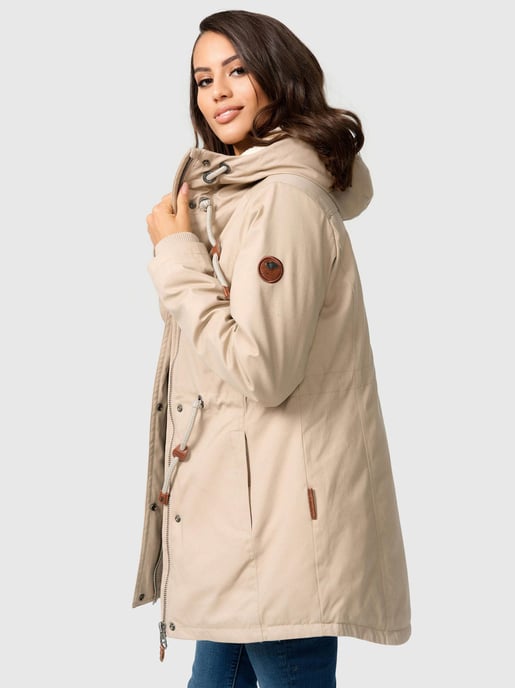 Navahoo Ireliaa Parka Mujer – Abrigo cortaviento con forro de peluche y capucha - Beige - Image 4