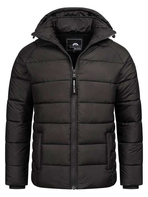 Arctic Seven Chaqueta de Invierno Acolchada para Hombre con Capucha Desmontable Negra - Image 1