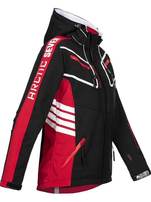 Arctic Seven Chaqueta Softshell para Mujer Negro-Rojo - Image 3