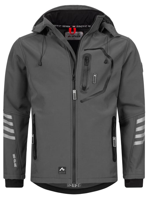 Arctic Seven Chaqueta Softshell para Hombre Chaqueta de transición – Gris-Negro - Image 1