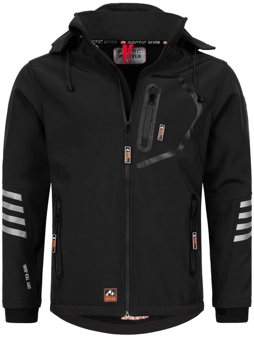 Arctic Seven Chaqueta Softshell para Hombre Chaqueta de transición – Negro-Naranja - Image 1