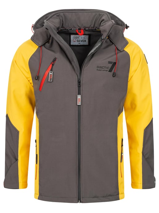 Chaqueta softshell Arctic Seven para hombre – Gris-Amarillo Oscuro - Image 1