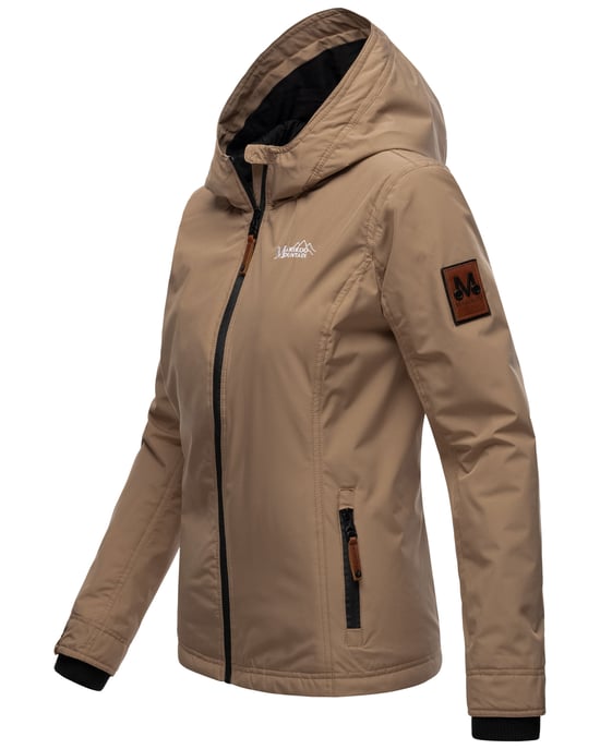 Marikoo Chaqueta ligera entretiempo mujer resistente al agua y al viento con capucha taupe - Image 3