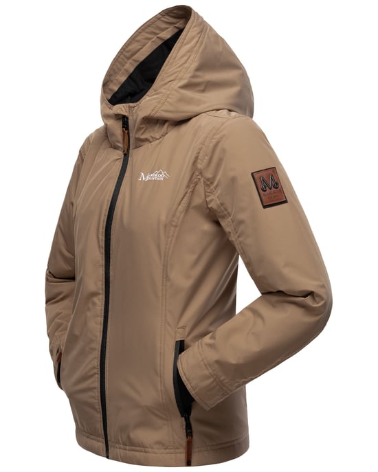 Marikoo Chaqueta ligera entretiempo mujer resistente al agua y al viento con capucha taupe - Image 4