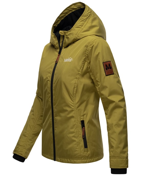 Marikoo Chaqueta ligera entretiempo mujer resistente al agua y al viento con capucha verde musgo - Image 3