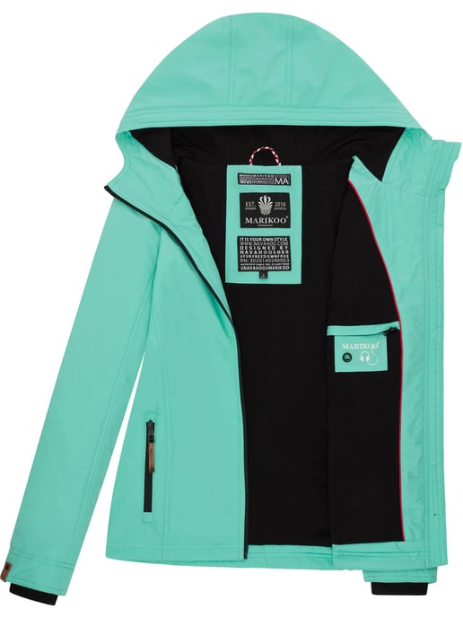 Marikoo Chaqueta ligera entretiempo mujer resistente al agua y al viento con capucha aqua green - Image 5