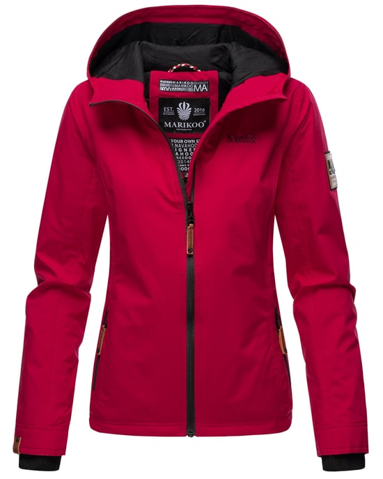 Marikoo Chaqueta ligera entretiempo mujer resistente al agua y al viento con capucha fucsia - Image 1