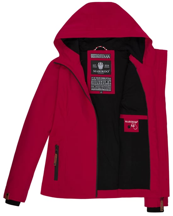 Marikoo Chaqueta ligera entretiempo mujer resistente al agua y al viento con capucha fucsia - Image 6