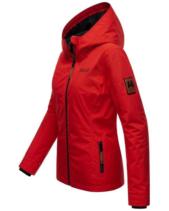 Marikoo Chaqueta ligera entretiempo mujer resistente al agua y al viento con capucha rojo - Image 3