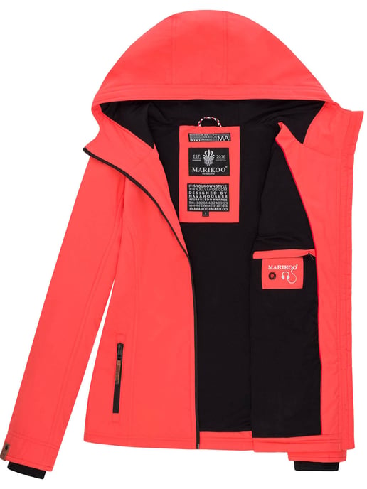 Marikoo Chaqueta ligera entretiempo mujer resistente al agua y al viento con capucha coral pink - Image 5