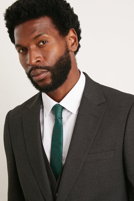 Slim Fit Charcoal Essential Suit Jacket - Image 4