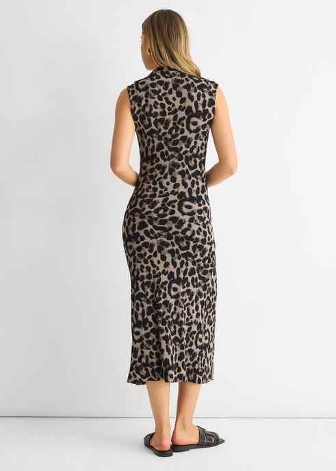 Vestido midi gris con estampado animal - Image 2