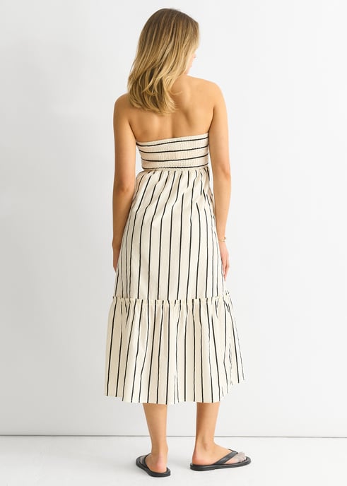 Vestido Bardot Smock Midi de algodón a rayas - Image 2