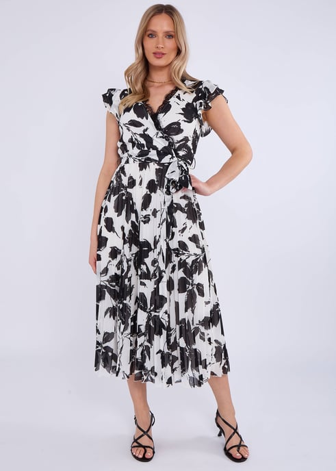 Vestido Midi Mono Plisado con Encaje - Image 1