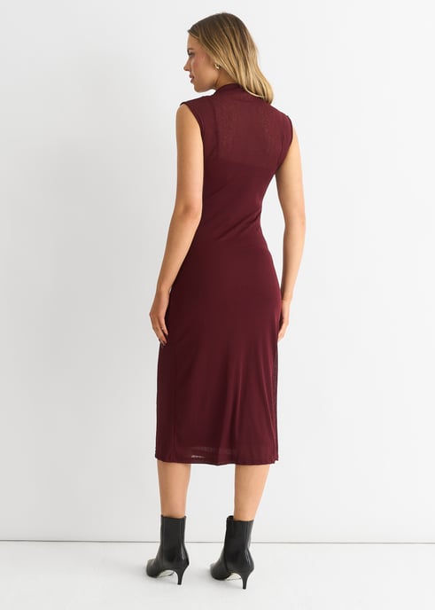 Vestido midi de punto liso fruncido - Image 2