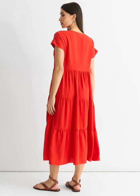 Vestido midi con bolsillo y cuello en V - Image 2