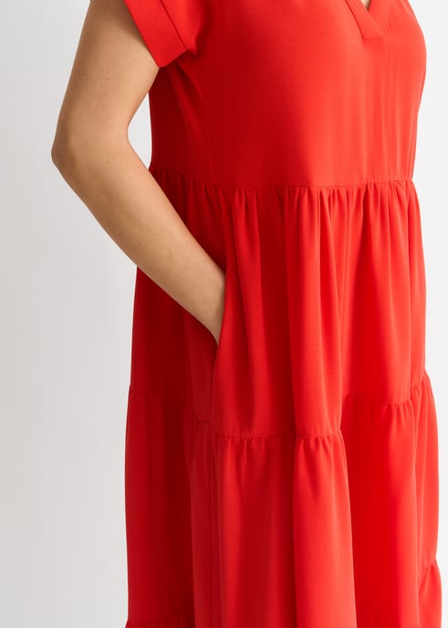 Vestido midi con bolsillo y cuello en V - Image 3