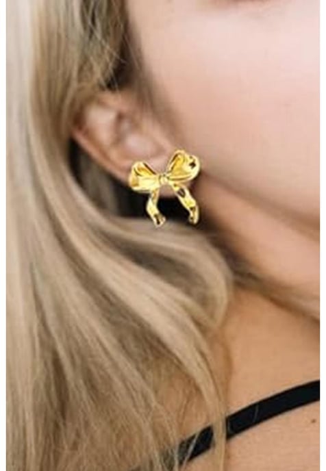 Pendientes de Perno Elegantes con Diseño de Lazo de Oro - Image 4