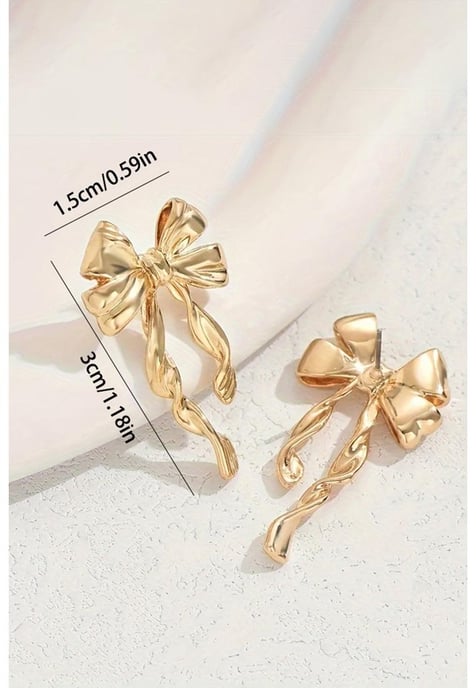 Pendientes de Stud de Aleación Chapados en Oro con Laço Knot - Image 2