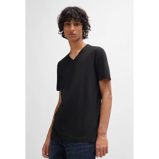 Men's Hugo 2 Pack of V-Neck T-Shirts in Black - Image 3