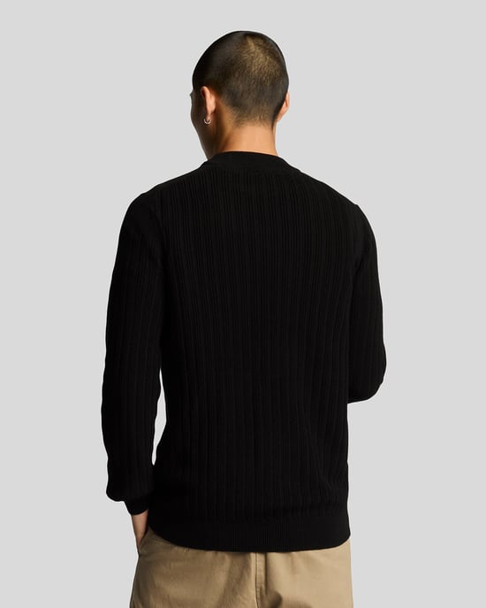 Jersey negro azabache con cuello alto y canalé liso de Lyle & Scott - Image 3
