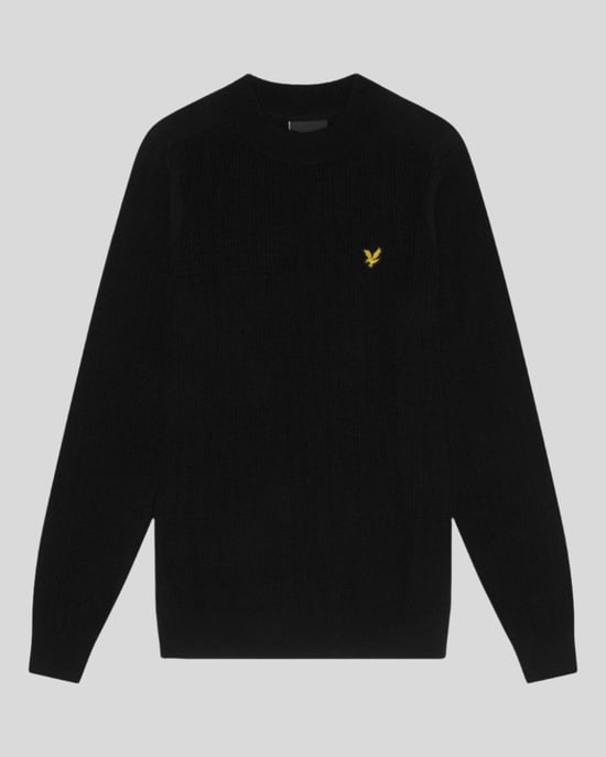 Jersey negro azabache con cuello alto y canalé liso de Lyle & Scott - Image 5