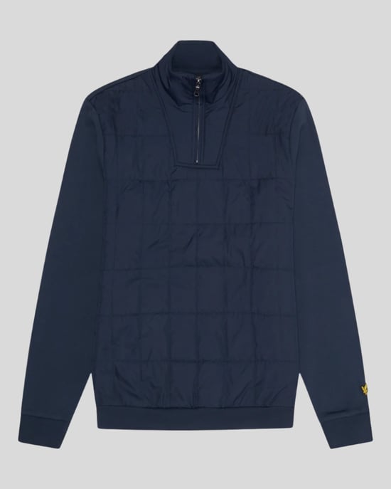 Sudadera con media cremallera azul marino acolchada híbrida de Lyle & Scott - Image 6