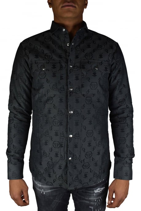 Philipp Plein Camisa LS Monogram Negro - Image 2