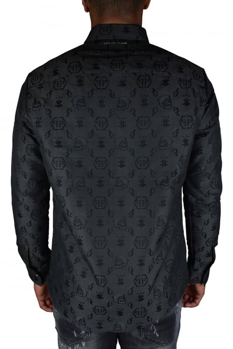 Philipp Plein Camisa LS Monogram Negro - Image 3