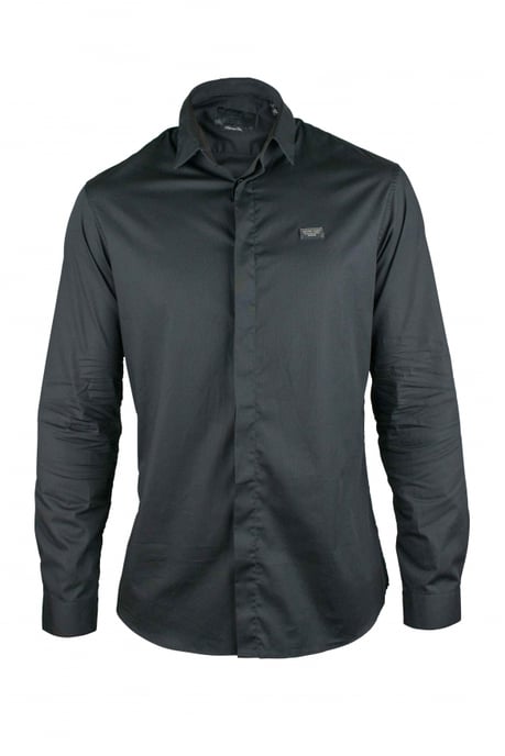 Philipp Plein Camisa Diamond Cut LS Iconic Negro - Image 1