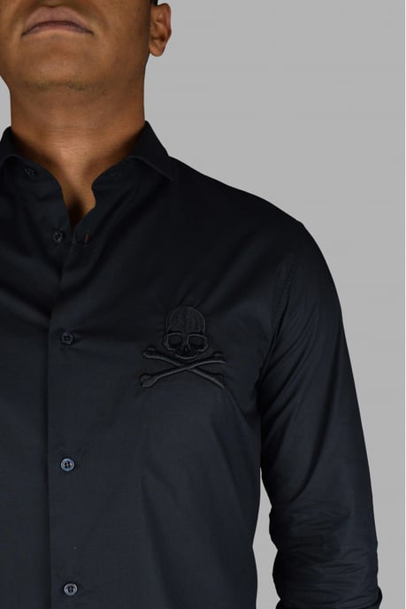 Philipp Plein Camisa Diamond Cut LS Skull Negro - Image 3